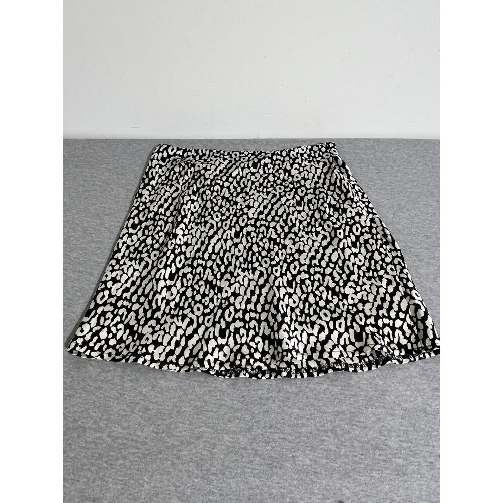 Princess Polly Skirt Womens 8 Black White Kyoto Mini Animal Print Satin Zip New - Picture 3 of 10